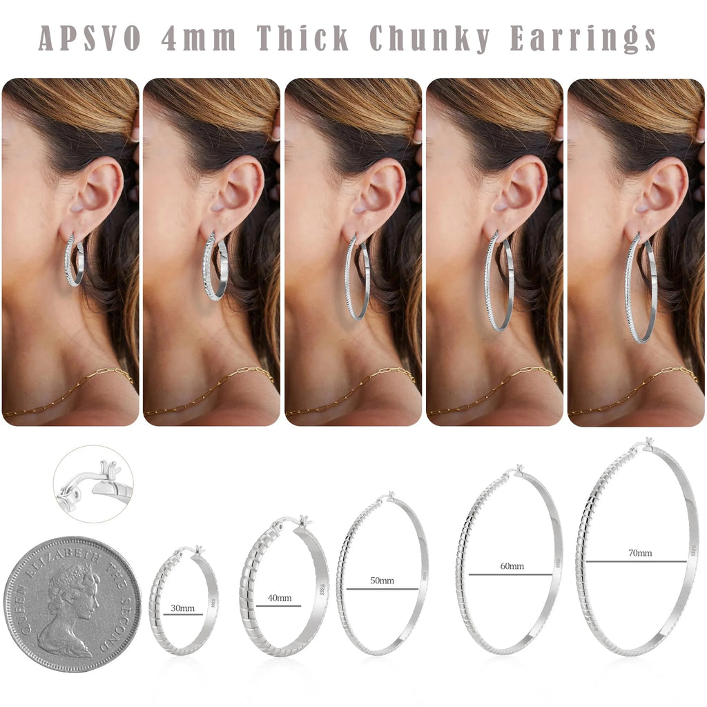 2 Pairs 18K White Gold Plated Hoop Earrings for Women S925 Sterling Silver Post Hypoallergenic Earrings Set Birthday Valentines Day Jewelry Gifts Her Mom Girlfriend Female Adults Ideas 30/40MM
